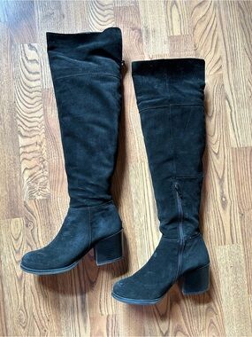 Steve Madden Black Over-the-Knee Suede Block Heel Boots